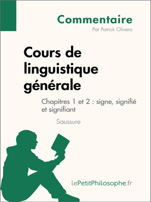 cover image of Cours de linguistique générale de Saussure--Chapitres 1 et 2